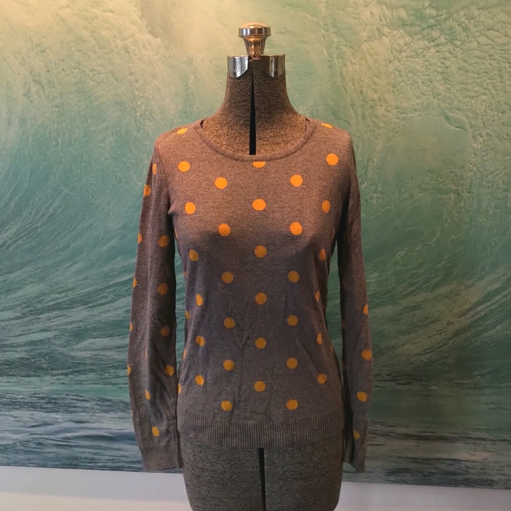 Grey and yellow polka dot sweater